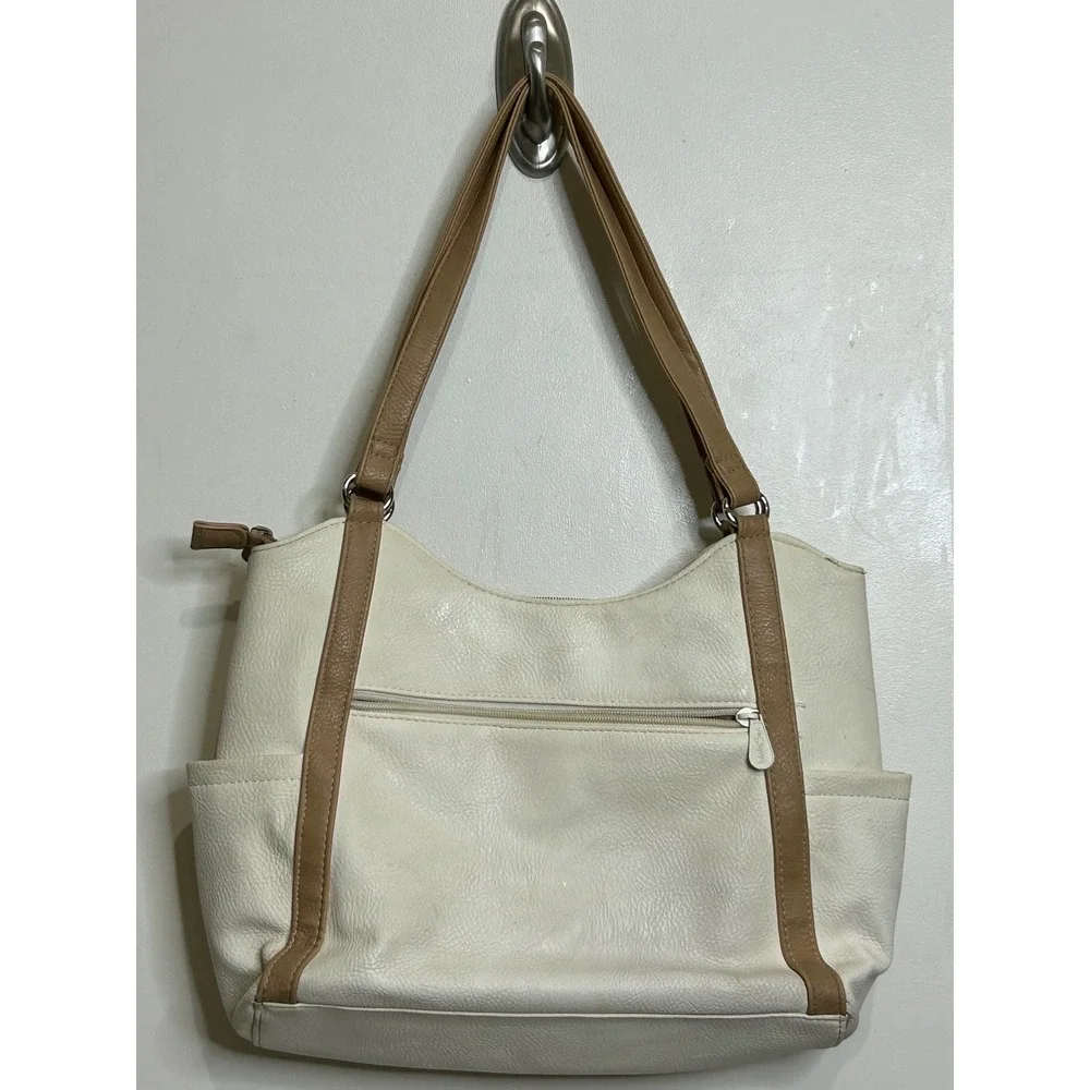 Multisac Hobo Shoulder Bag Purse Ivory Beige‎ Pockets Everyday Casual Tote